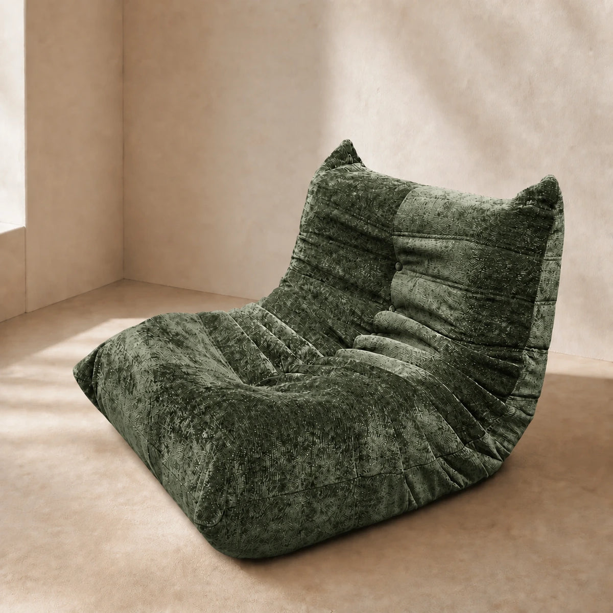 Starry Chenille / Green low-profile lounge sofa, 90 cm single seat