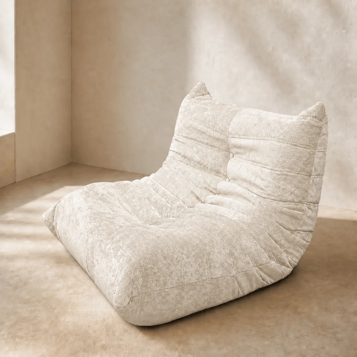 Starry Chenille / Off-white low-profile lounge sofa, 90 cm single seat