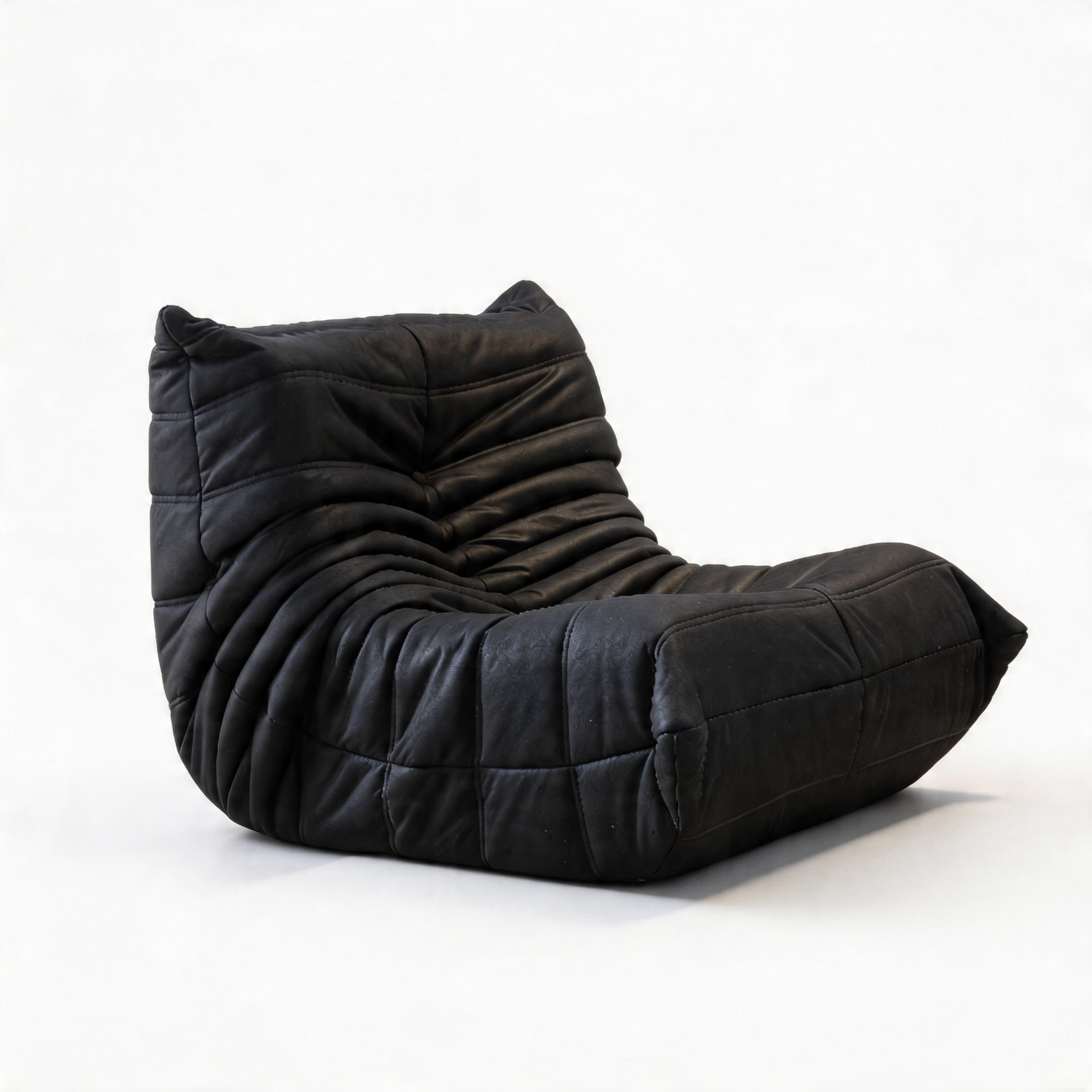 Low profile modular lounge sofa module in black upholstery
