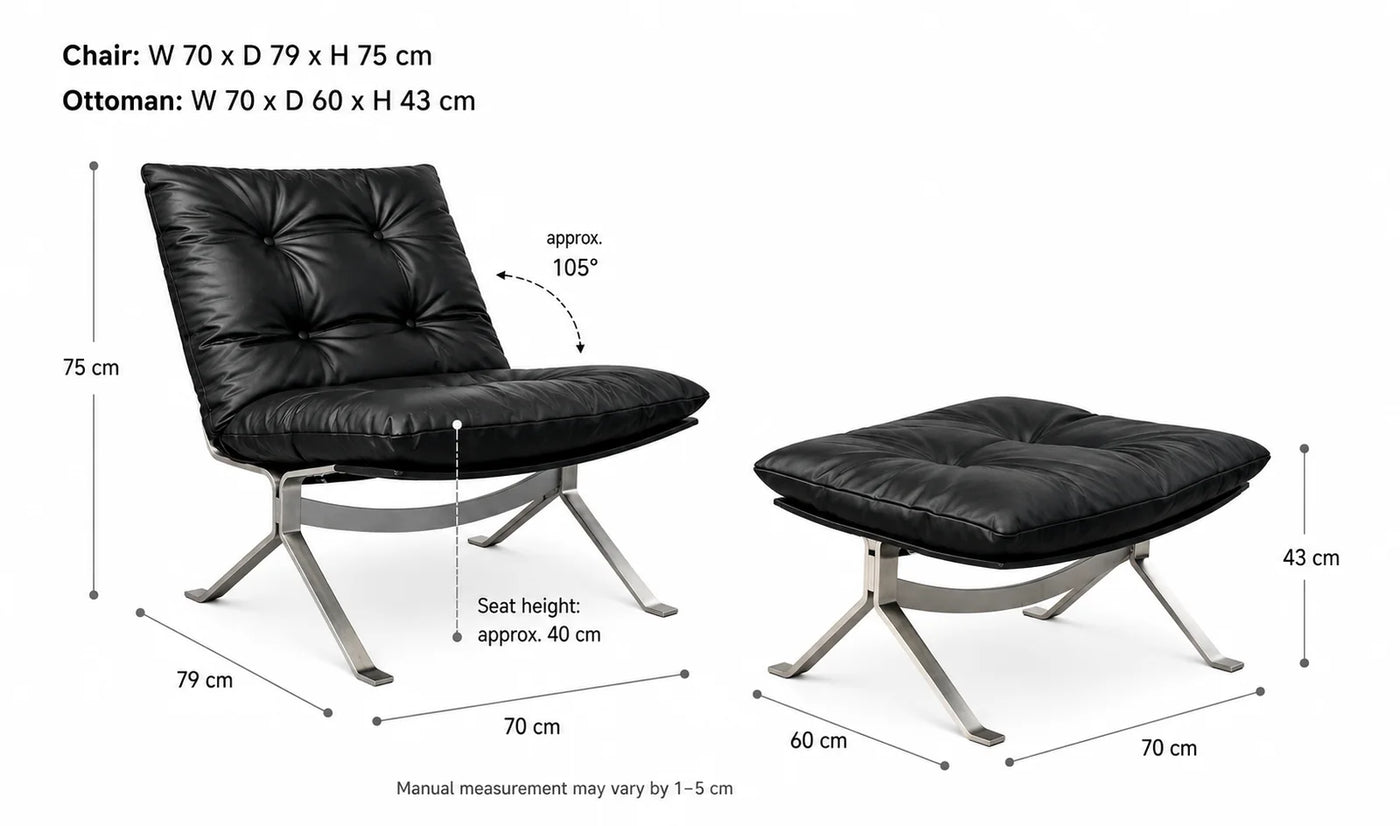 Tufted Leather Lounge Chair & Ottoman