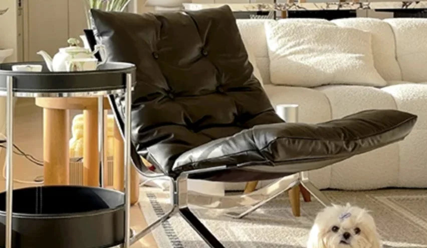 Tufted Leather Lounge Chair & Ottoman