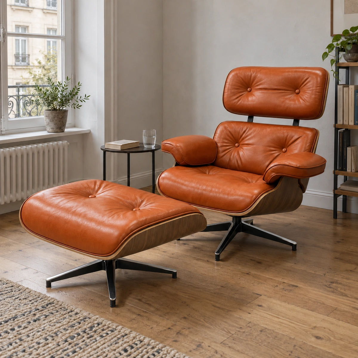 Lounge-Sessel mit Hocker im Mid-Century-Stil | WillaHaus